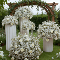 Bouquet de fleurs artificielles pour mariage, rose et gypsophile, blanc, pour table, attrayant, style occidental, pour créer des souvenirs inoubliables, décoration