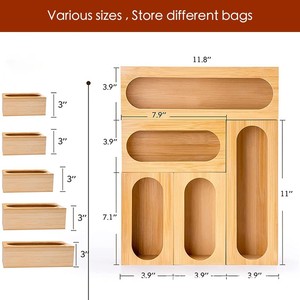Bamboo Self Sealing Bag <b>Storage</b> <b>Box</b> Rectangular Drawer Organizer For <b>Kitchen</b> Food Containers With Compartments - Product Image 5