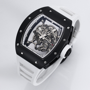 Reloj Deportivo 5A Super RM Negro Blanco Minimalista de Cerámica y Zafiro Antideslumbrante con Esfera Hueca en Forma de Barril - Product Image 2