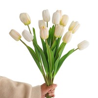 WildRealm Bunga Tulip Sutra Buatan Kelas Atas, Tangkai Tunggal, Rangkaian Bunga Palsu, Dekorasi Ruang Tamu, Hiasan Dalam Ruangan