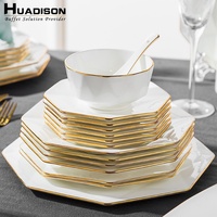 Service de Table Huadison : Vaisselle Créative en Porcelaine Fine, Style Nordique Simple, Bordure Phnom Penh, Luxe Léger – Vente en Gros
