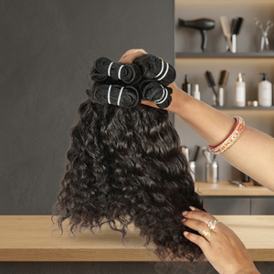 Extensions à clipser en cheveux humains indiens Remy du Tamil Nadu, tissage double trame, 100g, avec pointes simple/double densité - Product Image 1