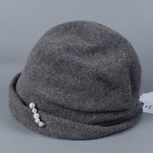 2025 New Arrival Winter Wool Slouch <b>Hat</b> Women Fashion Trendy Pearl Decoration Casual Fisherman Bucket <b>Hat</b> - Product Image 1