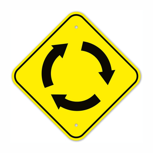 Signalisation de rondelade à droite avec flèches de direction horaire en aluminium inoxydable résistant à la décoloration - Product Image 1