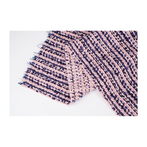 Tissu Tweed Fantaisie Coréen Haut de Gamme Rose-Ivoire-Marine Rayé Bouclé – Textile Tissé Personnalisé OEM & ODM - Product Image 4
