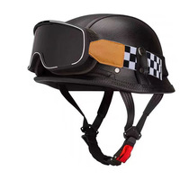 Casque demi-face rétro vintage de style allemand, homologué DOT, avec boucle à dégagement rapide, protection de la tête pour la conduite à moto, beige