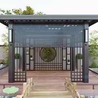 Pavillon à toit rabattable en alliage d'aluminium - imperméable, coupe-vent, pare-soleil, anticorrosion pour utilisation en extérieur dans les jardins/cour