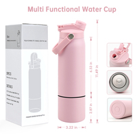 Bouteille d'eau écologique en acier inoxydable de 32 oz, gourde isotherme réutilisable avec compartiment de rangement amovible au fond pour enfants, sport et gym