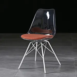 SMDI-High quality Transparent ins acrylic back chair Modern acrylic transparent dining chair crystal transparent seat