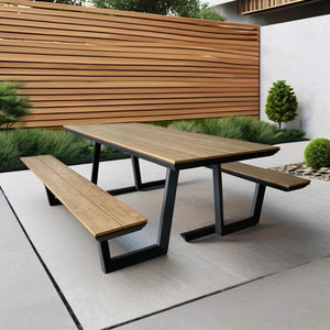<span class=keywords><strong>Table</strong></span> de jardin d'extérieur avec bancs intégrés Ensemble de meubles de pique-nique Banc en <span class=keywords><strong>imitation</strong></span> <span class=keywords><strong>bois</strong></span> avec <span class=keywords><strong>table</strong></span> Marron Anthracite 180cm - Product Image 4