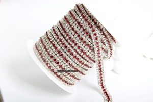 Chaîne de diamant plaqué argent DIY Production Chaîne de coupe en cristal Chaîne à trois rangées de griffes SS8 SS16 Mariage Couture Stretch Strass - Product Image 3