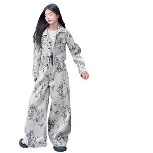 Ensemble deux pièces pour <span class=keywords><strong>fille</strong></span> printemps 2026 : <span class=keywords><strong>veste</strong></span> en jean à imprimé floral + jean – Tenue 2 pièces - Product Image 5