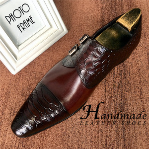 Chaussures en cuir pour hommes, chaussures de créateur élégantes à boucle, en cuir véritable pleine fleur, chaussures Oxford formelles, chaussures de costume - Product Image 3
