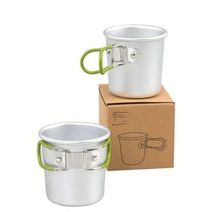 Mug de camping pliable en aluminium avec poignée, tasse à boire légère en métal, utilisation en extérieur, facile à nettoyer pour la randonnée et les voyages - Product Image 1