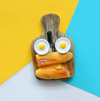 Imiter la pâte de réfrigérateur alimentaire 3D pain aux œufs enfants éducation précoce aimant réfrigérateur aimant pâte