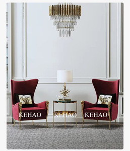 Leisure Exotic <strong>Velvet</strong> <strong>Chair</strong> with Gold Metal Leg for Living Room Red Wine Fabric <strong>Velvet</strong> Covers <strong>Arm</strong> Modern High-back Sofa <strong>Chair</strong> - Product Image 4
