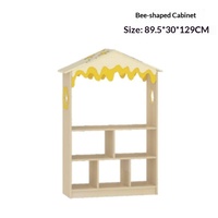 Ensemble de meubles en bois pour maternelle, motif abeille de dessin animé, avec table et chaise pour enfants et cloison de séparation