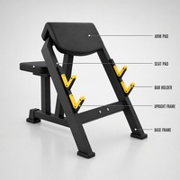 Banc de musculation commercial pour curls, station d'entraînement des biceps avec supports de barres réglables