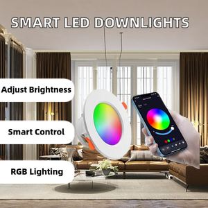 CCT Dimmable LED RGB Downlights Modern Indoor Aluminum Lamp Recessed <b>Remote</b> <b>Control</b> <b>Switch</b> CE IP44 Certified for Living Room - Product Image 2