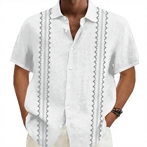 <b>Men</b> Short Sleeve Button Down <b>Shirt</b> Embroidered Casual Hawaiian Summer <b>Beach</b> Vacation Fashion Top Lightweight Loose Fit <b>Shirt</b> Top - Product Image 3