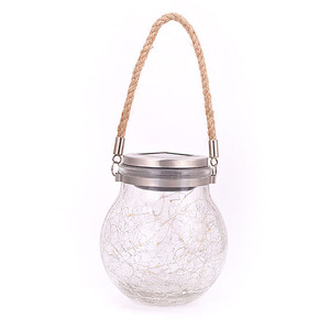 Outdoor Pendurado LED Mason <span class=keywords><strong>Jar</strong></span> Luz Crack Garrafa De Vidro lâmpada Lanterna <span class=keywords><strong>Solar</strong></span> Luz - Product Image 2