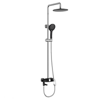 Ensemble de robinet de douche à effet pluie contemporain chromé montage mural thermostatique avec noyau de valve en laiton et céramique traitement de surface brossé