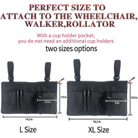 Sac de rangement latéral pour fauteuil roulant Pochette d'accessoires d'accoudoir Panier pour senior Sacs d'accoudoir pour fauteuil roulant avec fente pour stylo et porte-gobelet