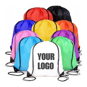Custom Logo Reusable Waterproof Nylon Polyester <b>Drawstring</b> <b>Backpack</b> for Football Sport Gym - Product Image 1