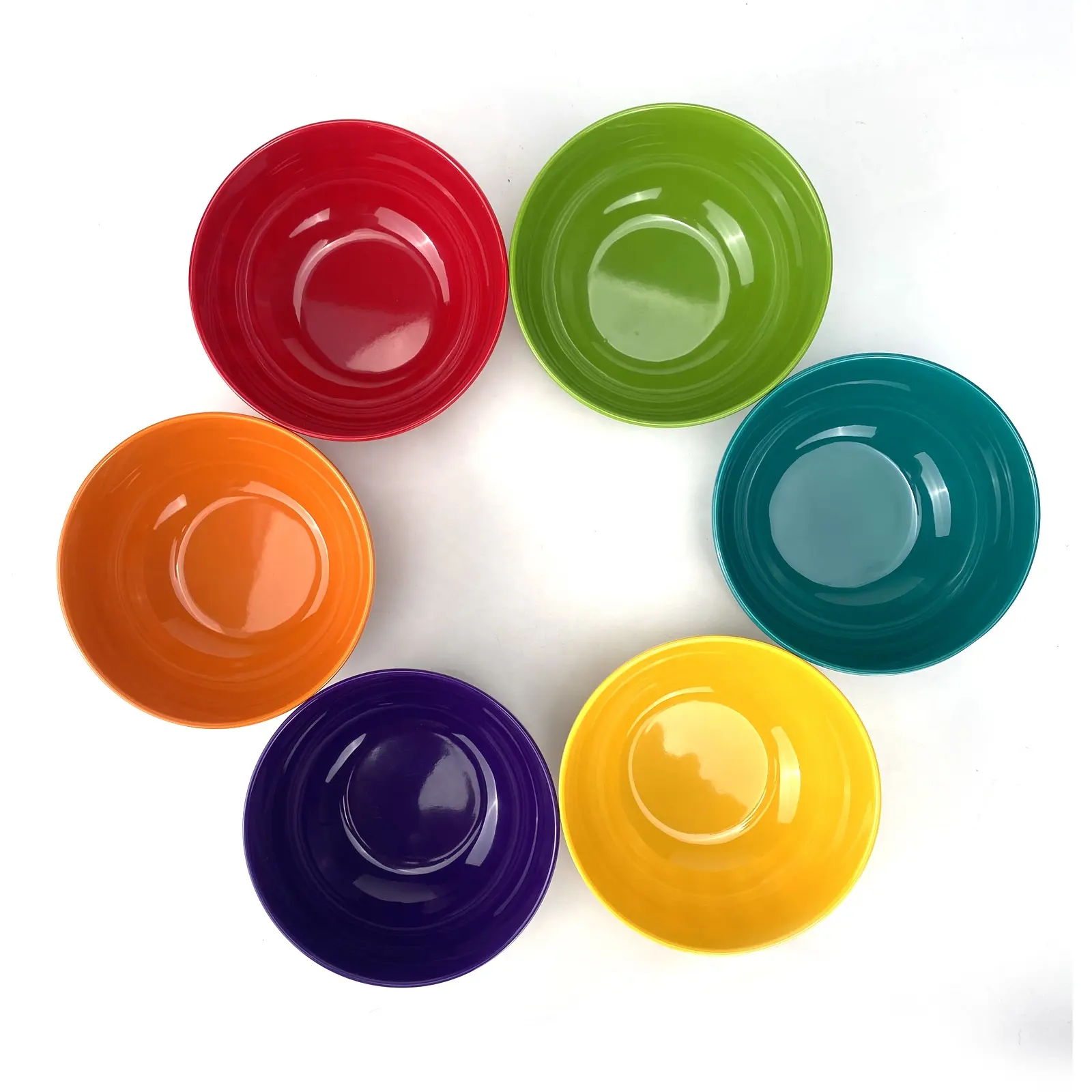 Melamine Bowls Set 6 Inch 100% Melamine Cereal/Soup/Salad Bowls Set of 6 In 6 Assorted Colors  Shatter Proof and Dishwasher Safe