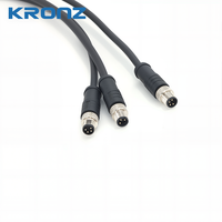 Connecteur circulaire étanche IP67 KRONZ industriel en alliage M8 à verrouillage par vis, 4 broches, pré-moulé, blindé, pour capteur