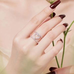 Anillo de Joyería Fina Dylam Personalizado, Delicado, de Plata de Ley Maciza, Hipoalergénico, Antideslustre, de Doble Capa, con Forma de Corazón Hueco - Product Image 2