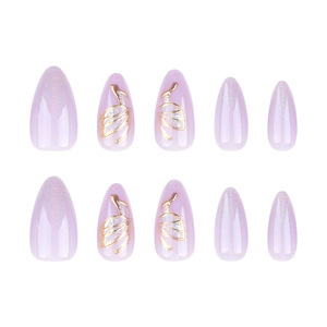<span class=keywords><strong>Uñas</strong></span> Postizas de <span class=keywords><strong>Gel</strong></span> Suave con Forma de Almendra Corta, Color Sólido, Diseño Simple en Morado para Dedos, Venta al Por Mayor en Alta Cantidad - Product Image 5