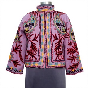 Veste indienne faite à la main avec broderie en tissu de canard, veste bohème à manches longues, blazer court pour femmes, vêtements de soirée d'automne - Product Image 1