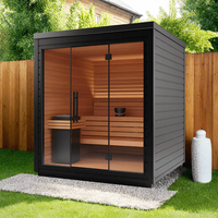 Ruang Sauna Uap Tradisional Kayu Cedar Hitam untuk 2-4 Orang dengan Kompor dan Batu