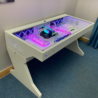 New Hot Sale Tempered Glass Desk Top RGB PC Case and Desk Two in One Combo Computer Case Tower Gaming Table