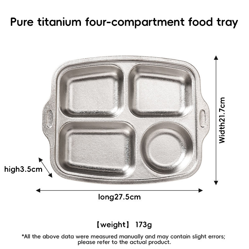 Pure titanium four-compartment dinner plate