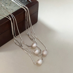 Collar de plata de ley S925 Yinruitai con perla natural de agua dulce y diseño de espina de serpiente para mujer, collar de lujo con una sola perla. - Product Image 4