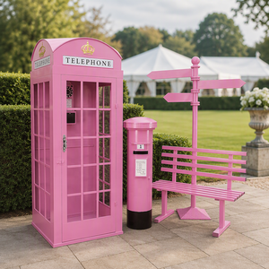 Cabina Telefonica Vintage Britannica Londinese Moderna con Tavolo Bianco e Registratore <span class=keywords><strong>di</strong></span> Messaggi, Libro degli Ospiti Audio per Matrimoni - Product Image 1