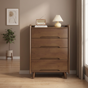 <b>Midcentury</b> Modern Solid Wood <b>Chest</b> <b>Of</b> <b>Drawers</b> 4 <b>Drawer</b> Storage Cabinet Living Room Furniture Bedroom Organizer - Product Image 4
