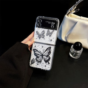 Pour <span class=keywords><strong>Z</strong></span> Flip 6, <span class=keywords><strong>Z</strong></span> Flip 7, <span class=keywords><strong>Z</strong></span> Fold 6, <span class=keywords><strong>Z</strong></span> Flip 5, W24 Flip – Coque de téléphone portable style papillon avec paillettes argentées, pour femmes, style coréen - Product Image 3