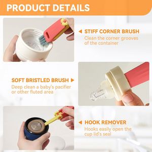 3 in 1 Cup Lid Gap <b>Cleaning</b> <b>Brush</b> Set Multifunctional Baby Bottle Cleaner Kitchen Crevice <b>Cleaning</b> Tool Multi-Color - Product Image 4
