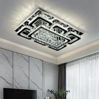 Plafonnier LED carré rectangulaire en cristal moderne de luxe Alimentation CA Décoration intérieure pour chambre à coucher Salon Lustres suspendus