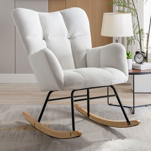 Cómoda mecedora, silla decorativa, <span class=keywords><strong>sillón</strong></span> con respaldo alto, <span class=keywords><strong>balancín</strong></span> deslizante tapizado para sala de estar - Product Image 1