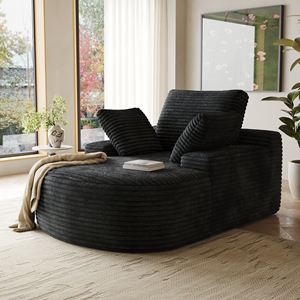 Voxhome Nordisches Modernes Einzelsofa Schwarzer Faulenzerstuhl für Wohnzimmer Schlafzimmer Ovales Komprimiertes Sofa Möbel Neues Design - Product Image 1
