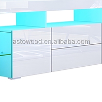 Meuble TV LED en bois, design moderne et luxueux, console minimaliste pour salon avec vitrine et éclairage LED