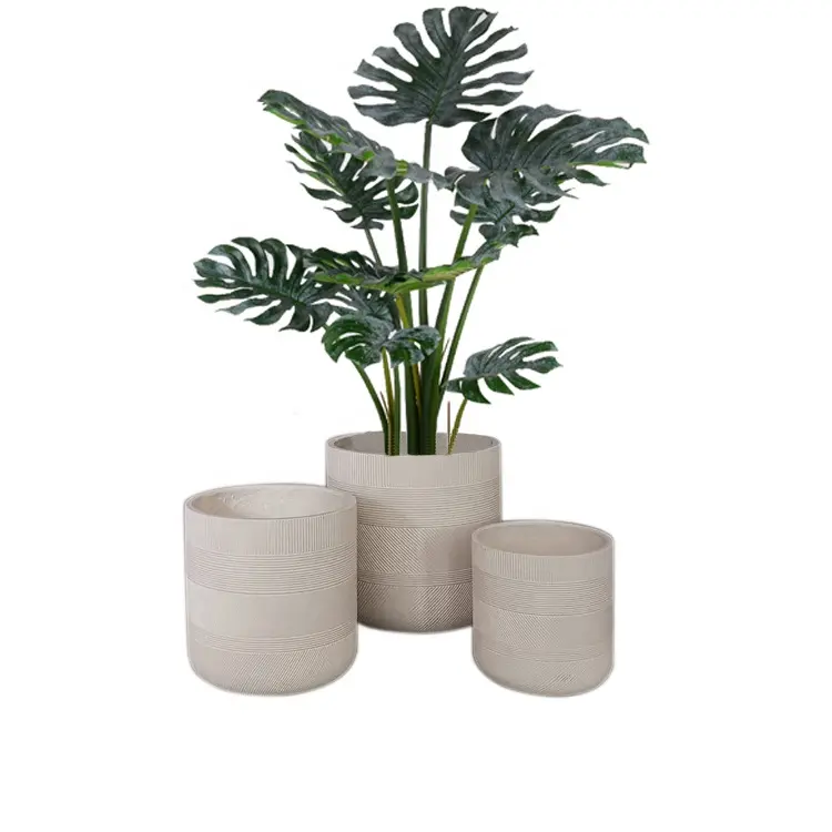 High Quality Cylinder Fiber Clay Outdoor Cement Plant Pots Garden Decoration Concrete Flower pot