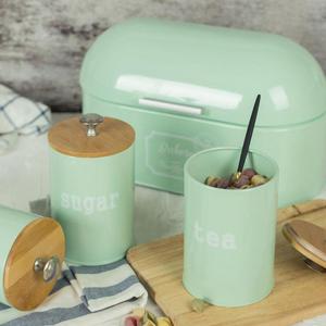 Bottiglia di stoccaggio accessorio da cucina in metallo verde per condire organizzazione spezie sale zucchero pepe - Product Image 1