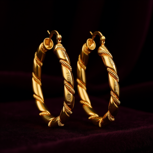 Orecchini a Cerchio Intrecciati Havva Placcati in Oro 18K Design Classico Unisex per Uso Quotidiano - Product Image 2