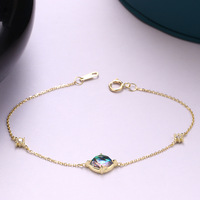 DEYIN, joyería al por mayor de alta calidad, hermosa pulsera, cadena de pulsera de oro macizo de 9K para mujer