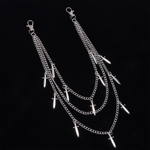 Chaîne de taille multicouche en métal style punk européen et américain avec pendentif poignard, accessoire pour jean, chaîne de corps tendance style streetwear - Product Image 4
